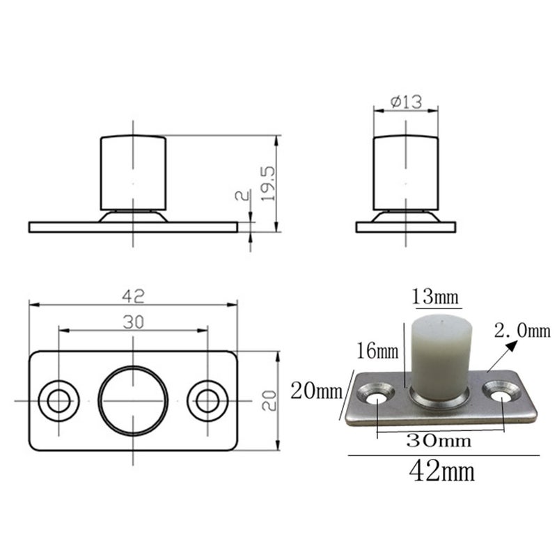 DEEKOUDT 2 Piece Sliding Barn Door Roller Guide, Nylon Guide Wheels Floor Rail Roller Flexible Heavy Duty Metal Hardware for Home Door Cabinets - Image 2